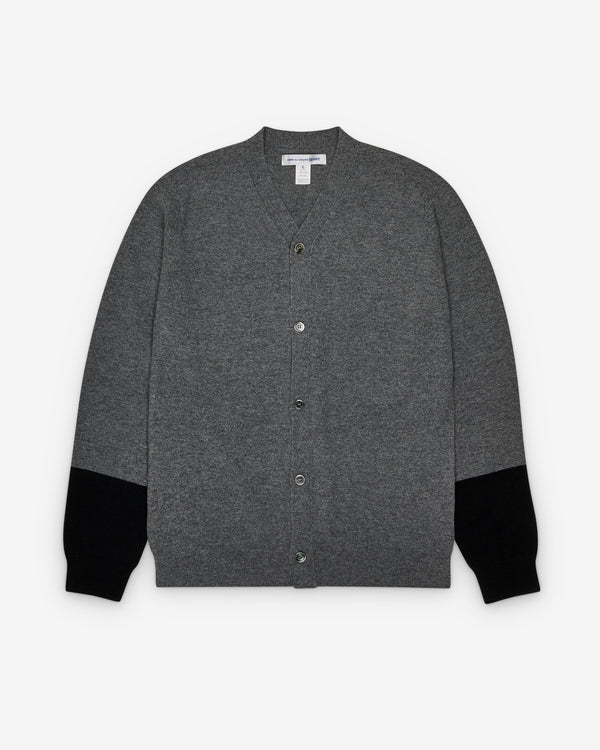 CDG Shirt Forever - Men's V-Neck Contrast Cardigan - (Grey/Black)
