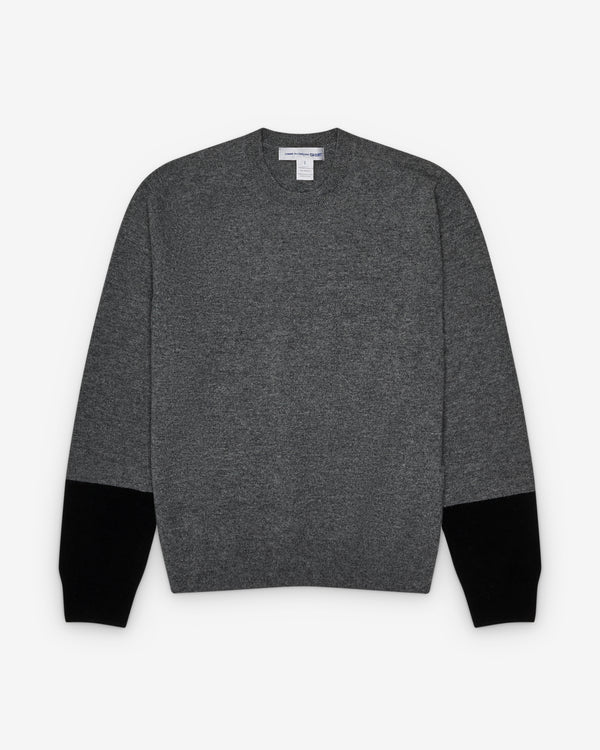 CDG Shirt Forever - Men's Round Neck Contrast Jumper - (Grey/Black)