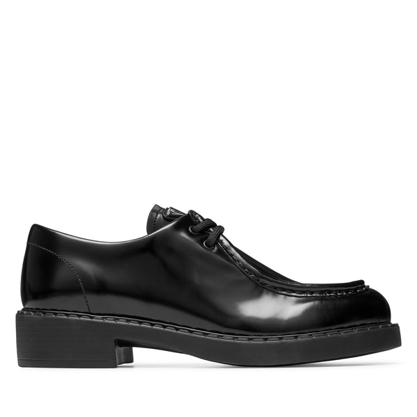 Prada - Women's Brushed Leather Lace-Up Shoes - (Nero)