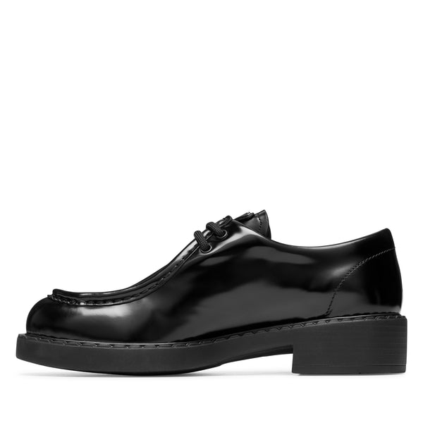 Prada - Women's Brushed Leather Lace-Up Shoes - (Nero)