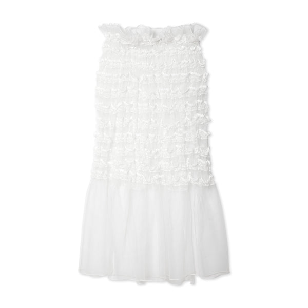 Róisín Pierce - Women's Frosted Broderie Ruffled Cape - (Off White)