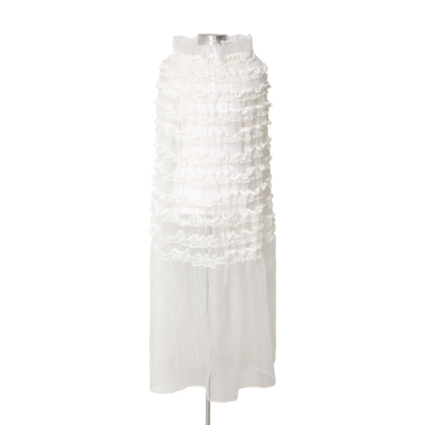 Róisín Pierce - Women's Frosted Broderie Ruffled Cape - (Off White)