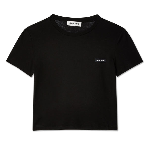 Miu Miu - Women's Ribbed Jersey T-Shirt - (Black)