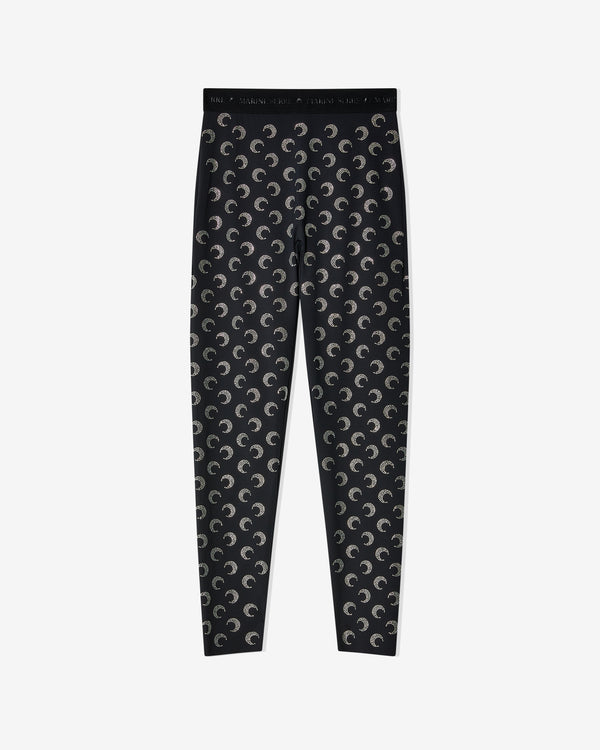Marine Serre - Women's Moon Rhinestoned Jersey Stirrup Leggings - (Black)