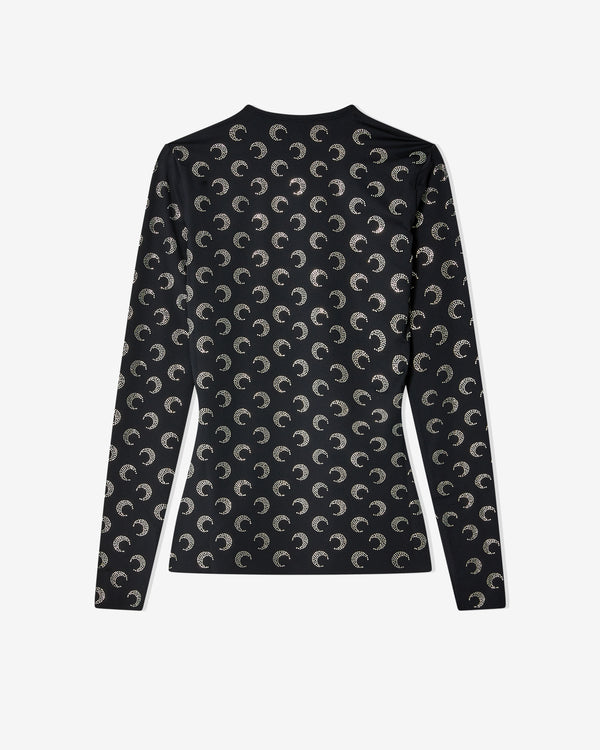 Marine Serre - Women's Moon Rhinestoned Jersey Second Skin Top - (Black)