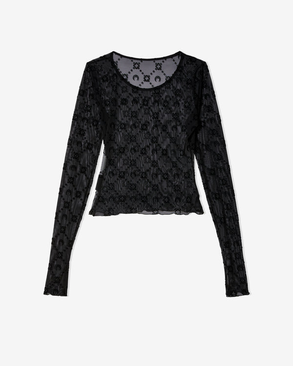 Marine Serre - Women's Moonogram Mesh Flock Second Skin Top - (Black)