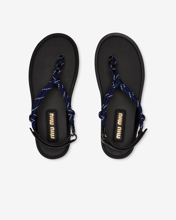 Miu Miu - Riviere Cord and Leather Sandals - (Blue)