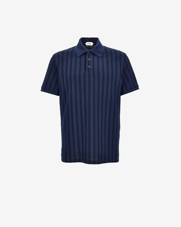 Versace - Men's Jacquard Cotton Piqué Polo - (Navy/Black)