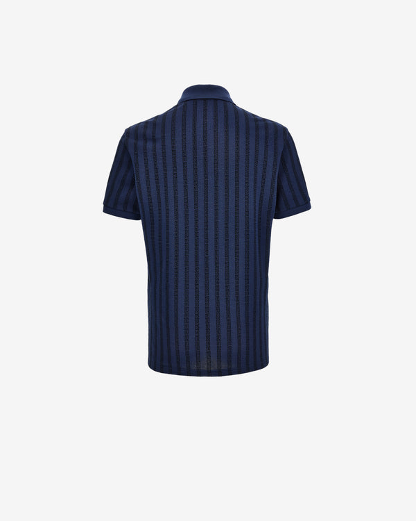 Versace - Men's Jacquard Cotton Piqué Polo - (Navy/Black)
