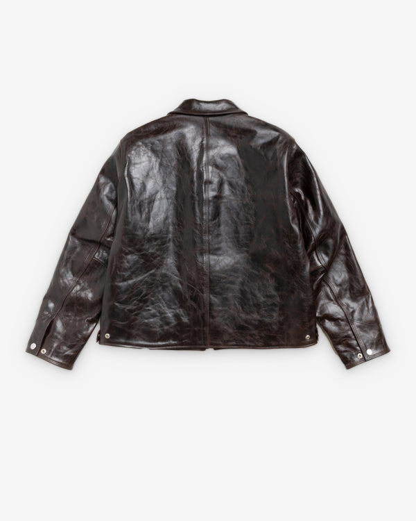 Stüssy - Men's Garage Jacket Leather - (Dark Brown)