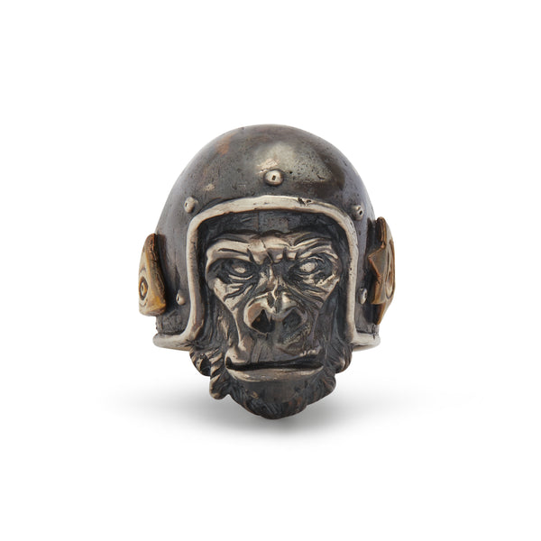 13 Lucky Monkey - Men's Chimp Rider Ring - (Silver)