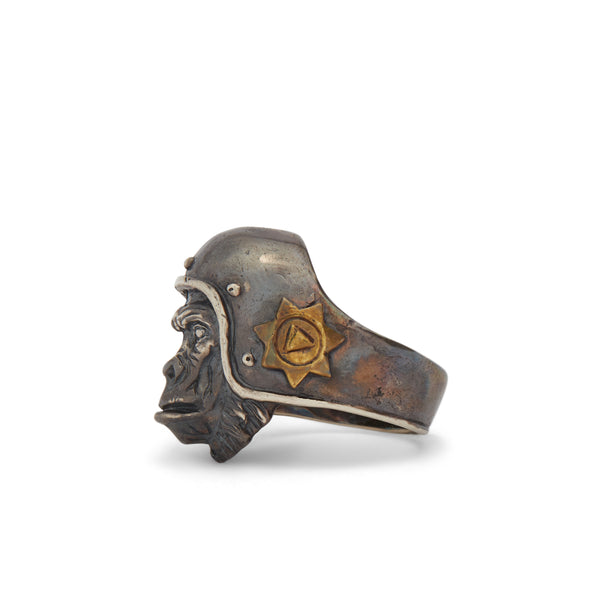 13 Lucky Monkey - Men's Chimp Rider Ring - (Silver)