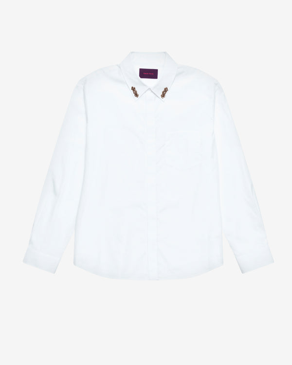 Simone Rocha - Men's Embellished Classic Concealed Button Shirt - (White/Pearl)