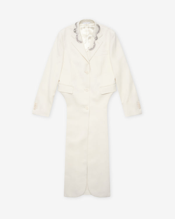 Simone Rocha - Women's Embellished Extended Hip Cutaway Tailcoat - (Cream/Pearl)
