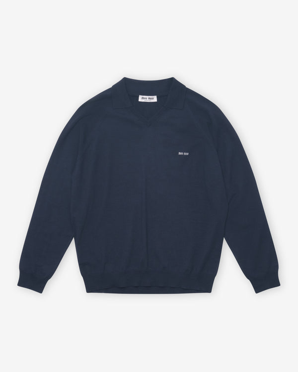 Miu Miu - Men's V-Neck Sweater - (Navy/Grey)