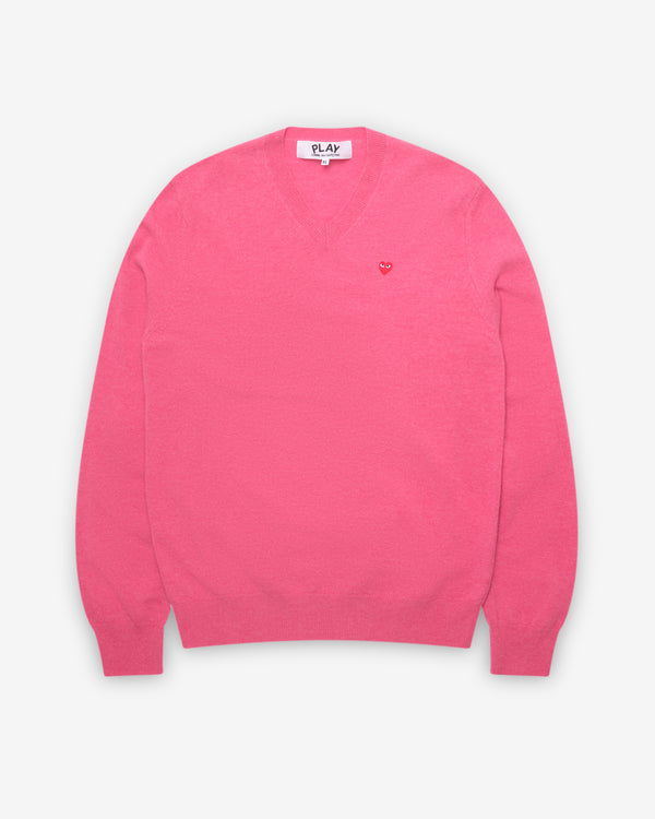 Play Comme des Garçons - Mini Heart V Neck Sweater - (Pink)