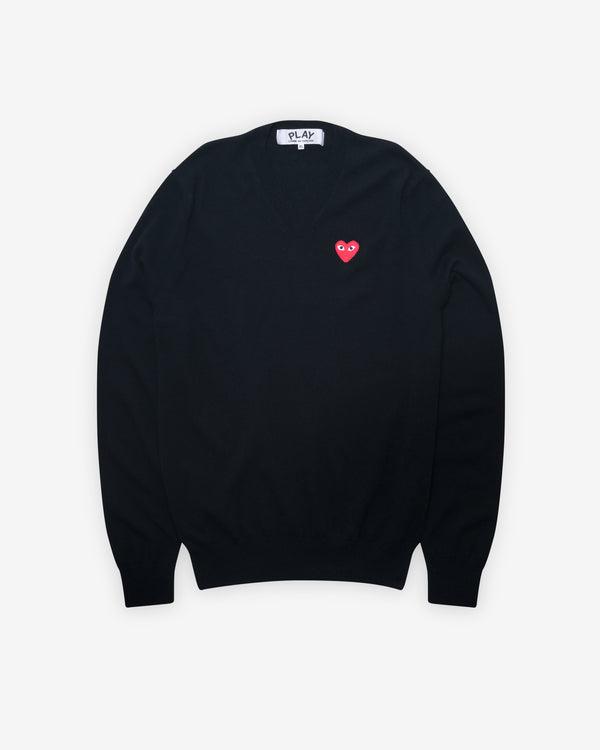 Play Comme des Garçons - Red V Neck Sweater - (Black)