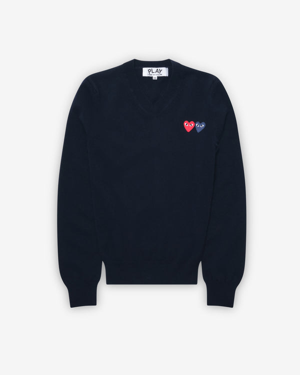 Play Comme des Garçons - Double Heart Sweater - (Black)