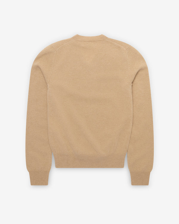 Play Comme des Garçons - White Heart V-Neck Sweater - (Camel)