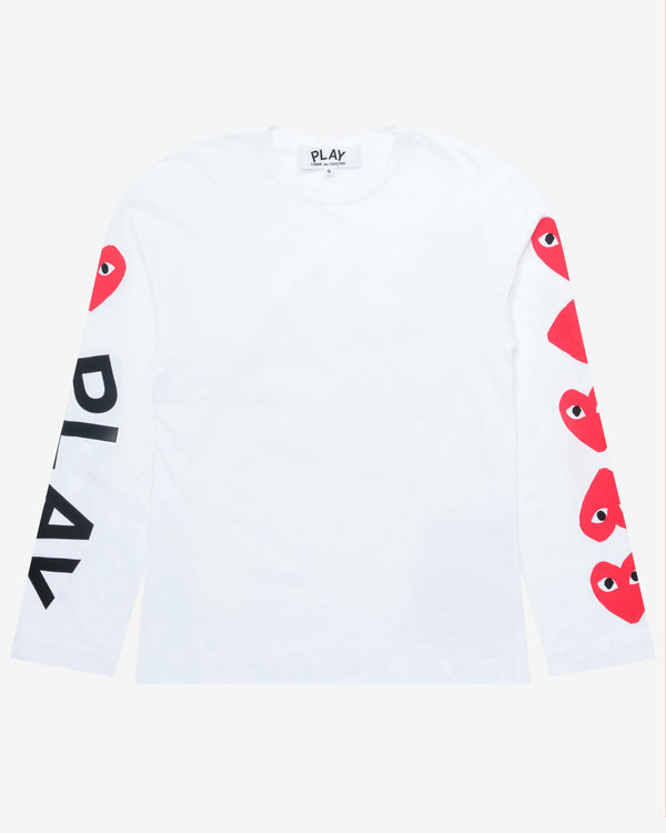 Play Comme des Garçons - 5 Heart Long Sleeve - (White)