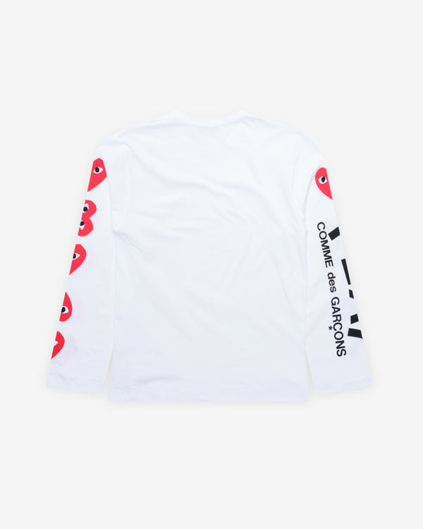 Play Comme des Garçons - 5 Heart Long Sleeve - (White)