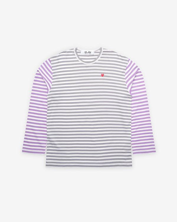 Play - Bi-Color Striped Long Sleeve T-Shirt - (Grey/Purple)