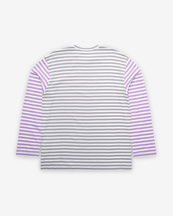 Play - Bi-Color Striped Long Sleeve T-Shirt - (Grey/Purple)