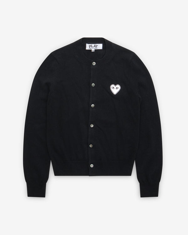 Play Comme des Garçons - White Heart Ladies’ Cardigan - (Black)