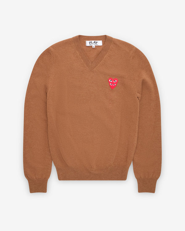 Play Comme des Garçons - Double Eye V Neck Sweater - (Brown)