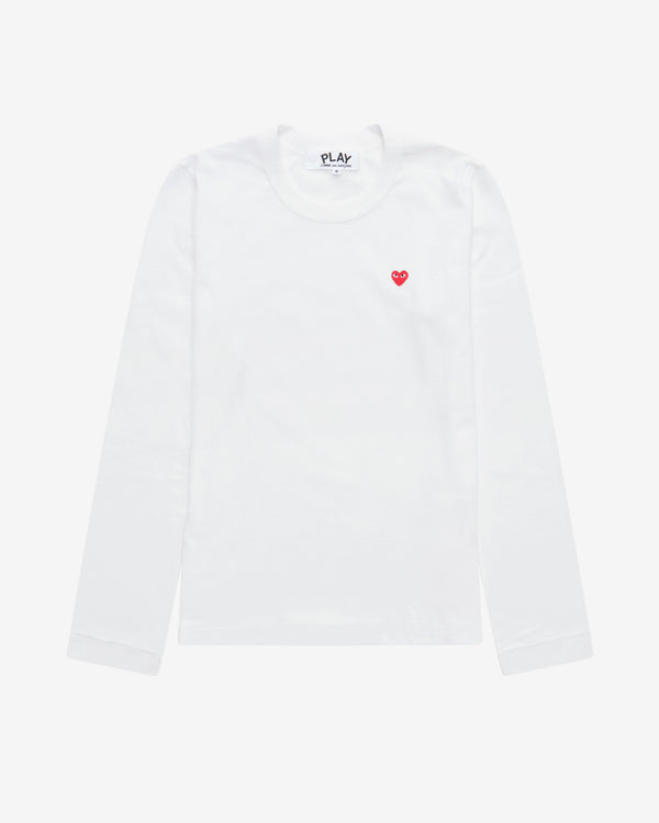 Play Comme des Garçons - Small Red Heart Long Sleeve T-Shirt - (White)