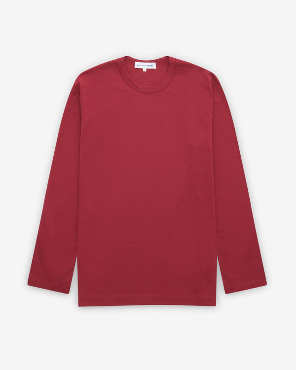 CDG Shirt - Men's Rear Logo Long Sleeve T-Shirt - (Burgundy)