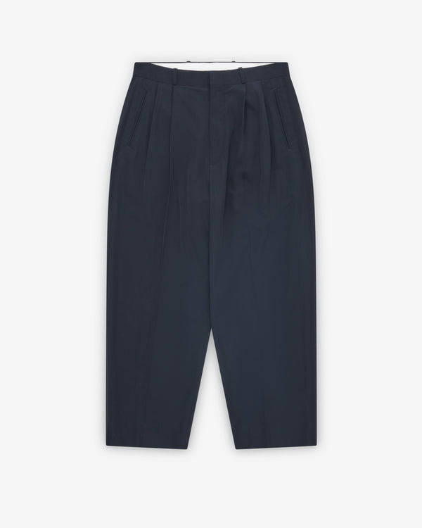 A.Presse - Men's Wool Rayon Wide Trousers - (Navy)