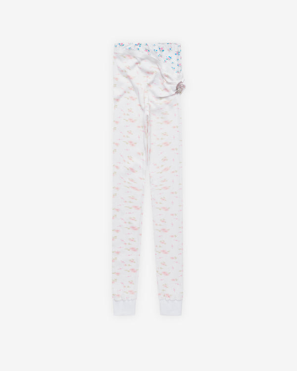 August Barron - Women's Pulled Down Leggings - (White/Floral)