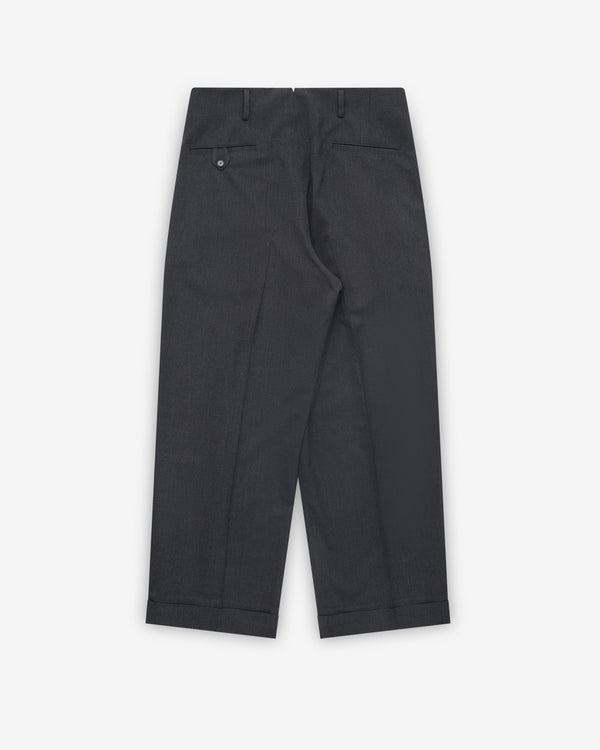 A.Presse - Men's Wool Wide Tapered Trousers - (Charcoal)