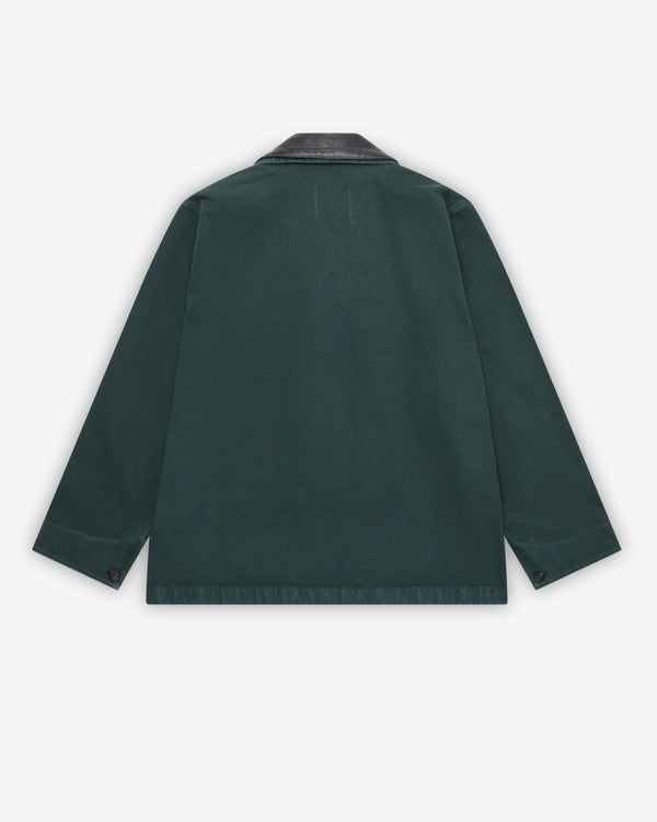 Miu Miu - Men's Single-breasted Garment-Dyed Gabardine And Leather Jacket - (Bottle Green)