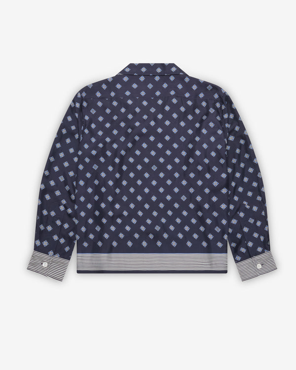Bode - Men's Foyer Diamond Long Sleeve Shirt - (Navy Blue)