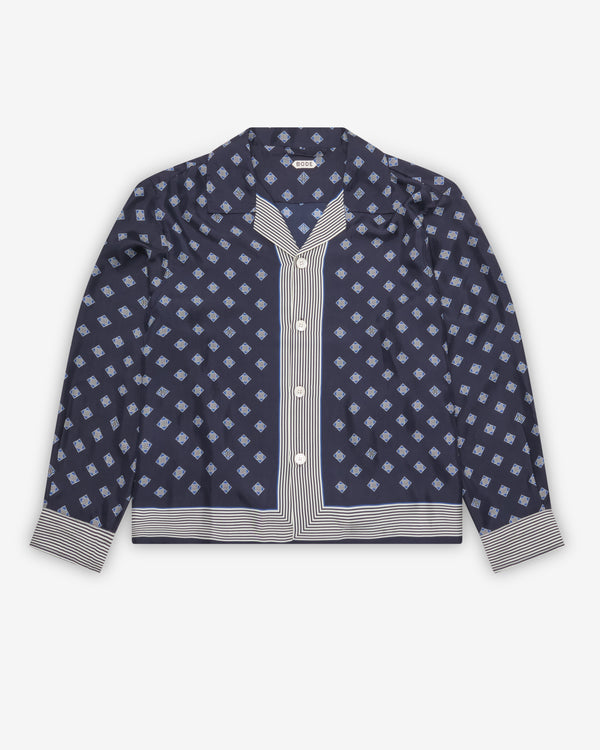 Bode - Men's Foyer Diamond Long Sleeve Shirt - (Navy Blue)