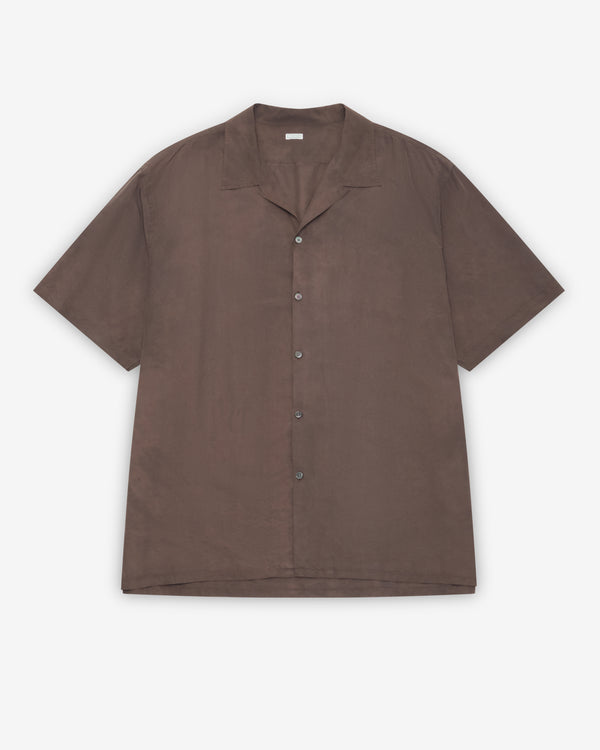 A.Presse - Men's Natural Dyed Silk S/S Shirt - (Brown)