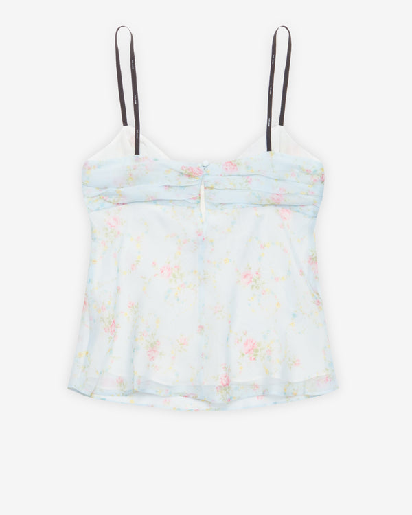 Marc Jacobs - Women's Blurred Floral Bow Top - (Blue Mist)