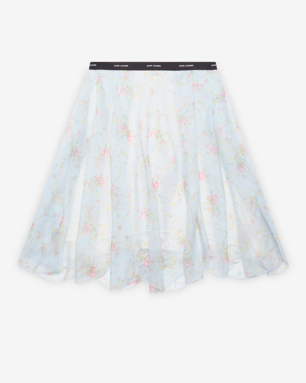 Marc Jacobs - Women's Blurred Floral Chiffon Skirt - (Blue Mist)