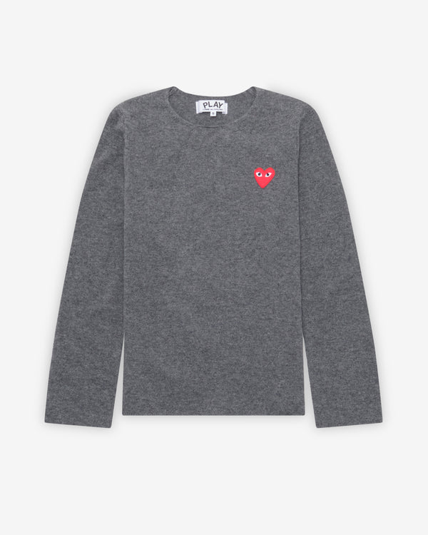 Play Comme des Garçons - Red Heart Crew Neck Jumper - (Grey)