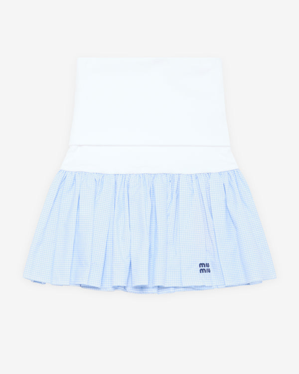 Miu Miu - Women's Poplin And Jersey Mini Skirt - (White/Blue)