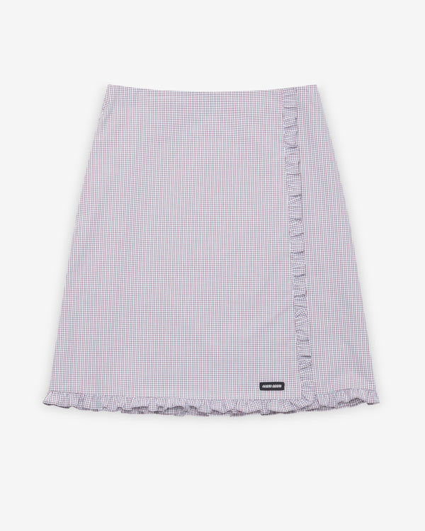 Miu Miu - Women's Ruched Check Skirt - (White/Cocoa Brown)