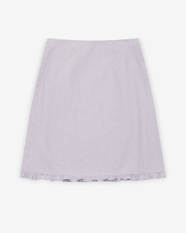 Miu Miu - Women's Ruched Check Skirt - (White/Cocoa Brown)
