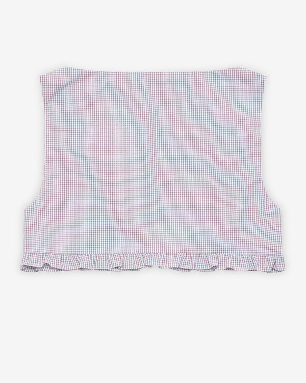 Miu Miu - Women's Ruched Check Sleeveless Top - (White/Cocoa Brown)