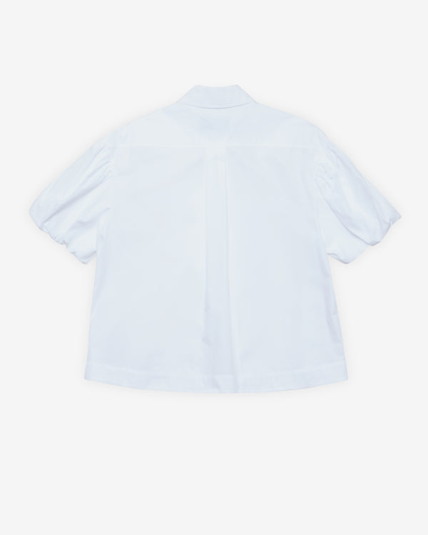 Simone Rocha - Women's Cropped Ribbon Rosette Puff Sleeve Shirt - (White)