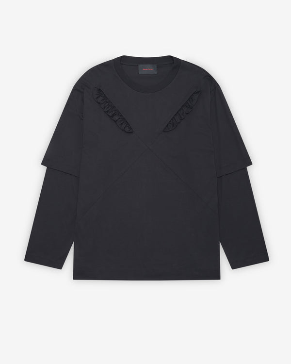 Simone Rocha - Men's Ruffle Slash Layered Long Sleeve T-Shirt - (Black)