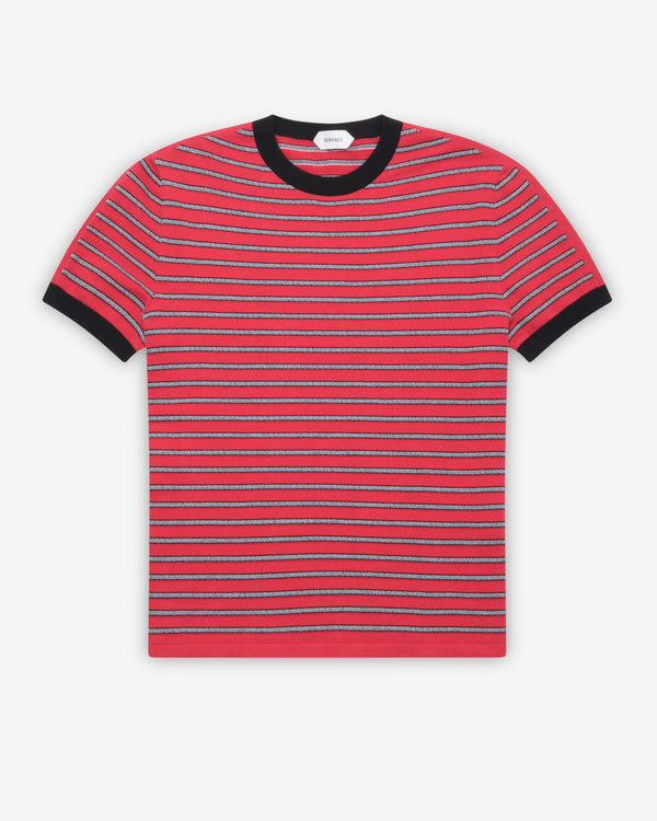 Versace - Men's Jacquard Cotton-Blend Knit T-Shirt - (Red)