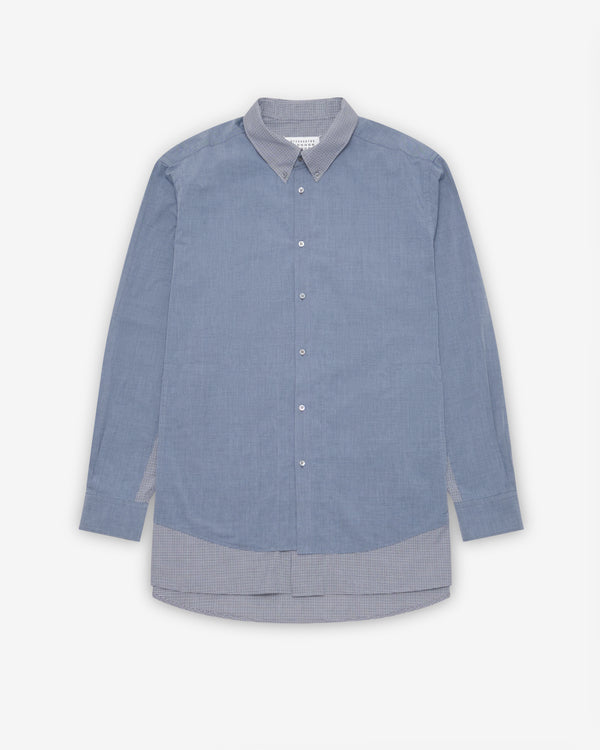 Maison Margiela - Men's Layered Button-Down Shirt - (Blue/Black)