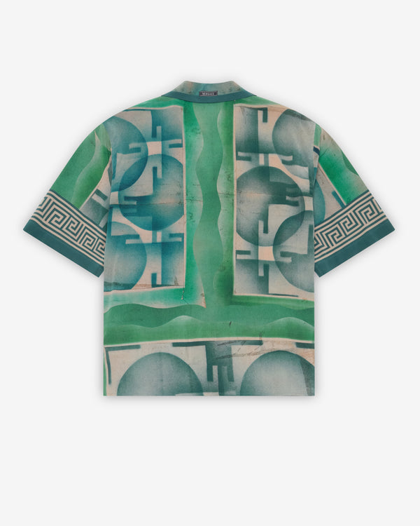 Versace - Men's Printed Crêpe De Chine Silk Shirt - (Green/Blue)